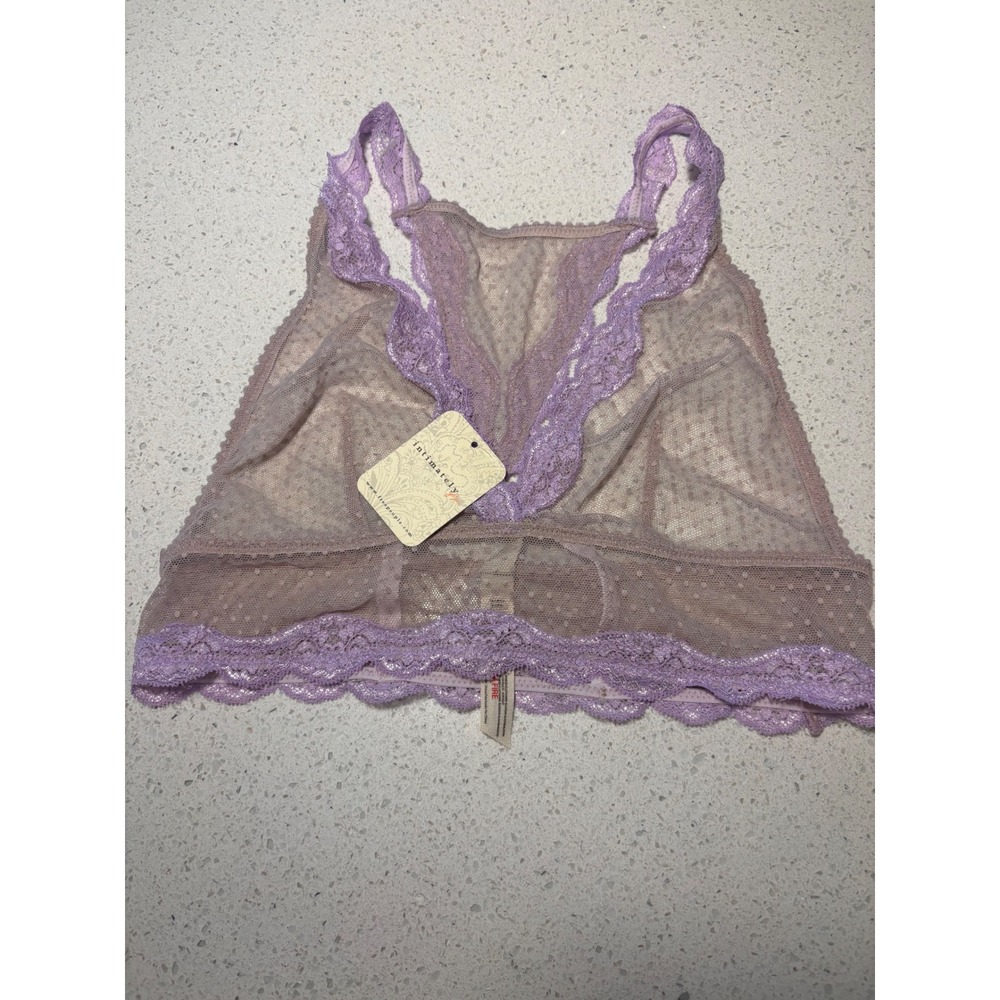 Intimately Free People Cashmere Combo Lace Racerback Bralette Taupe Lavender M